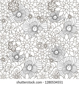 Seamless floral monochrome pattern stock vector illustration for web, for print, fabric print