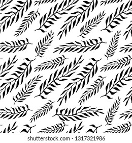 Seamless floral monochrome pattern stock vector illustration for web, for print, for fabric print