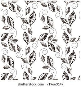 Seamless floral monochrome pattern stock vector illustration