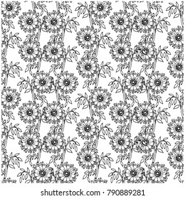 Seamless floral monochrome pattern stock vector illustration
