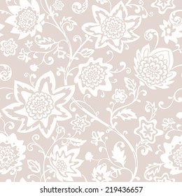 Seamless floral monochrome pattern. Vector background. Abstract texture with flowers.