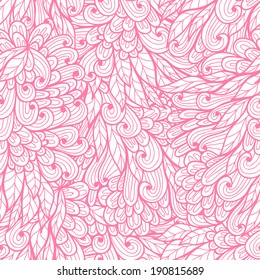 Seamless floral monochrome pink doodle pattern