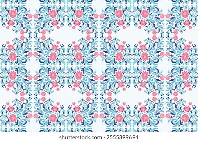 Seamless Floral Motif Pattern for Textile, Fabric, Fashion, Wallpaper, Home Decor, and Creative Decorative Design Projects