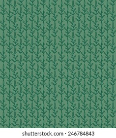 Seamless floral, natural pattern on a green background. Vertical orientation. Vector. 