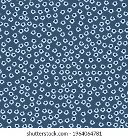 Seamless floral nature pattern, gardening. Abstract little blue flowers, drawing on a dark blue background, abstract, hand drawn, packaging, wallpaper, design for textiles, vector illustration.