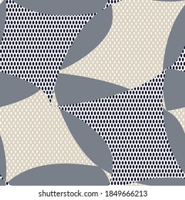 seamless floral  navy and white retro pattern on grey and cream background