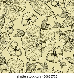Seamless floral orchid pattern (from my big "Flower-set collection")