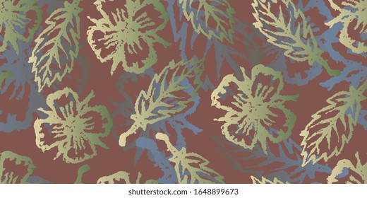 Seamless floral ornament. Abstract seamless background. Background of painted flowers and leaves. Background for website and wrapping paper. Vector illustration