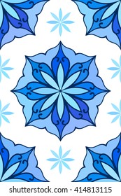 Ornamento floral sin soldadura, color azul del fondo vector abstracto