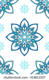 Ornamento floral sin soldadura, color azul del fondo vector abstracto