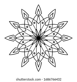 Seamless floral ornament element. Mandala. Coloring page. Vector illustration.