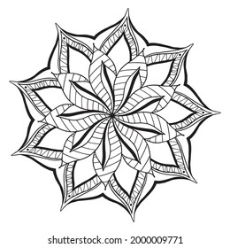 Seamless floral ornament element. Mandala. Ethnic motives. Coloring page. Vector illustration isolated on white background.