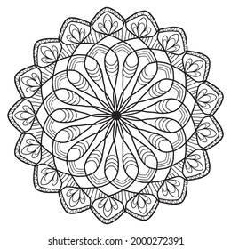 Seamless floral ornament element. Mandala. Ethnic motives. Coloring page. Vector illustration isolated on white background.