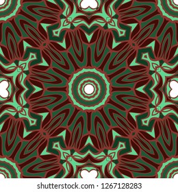 Seamless floral ornament. Military style color. Vector illustration.