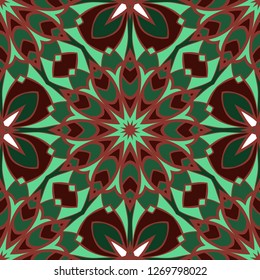 Seamless floral ornament. Military style color. Vector illustration.