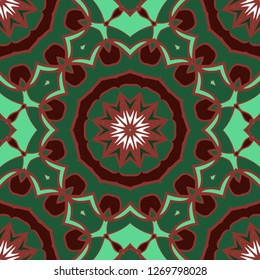 Seamless floral ornament. Military style color. Vector illustration.