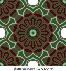 Seamless floral ornament. Military style color. Vector illustration.