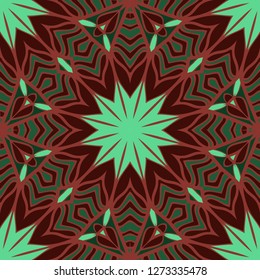 Seamless floral ornament. Military style color. Vector illustration.