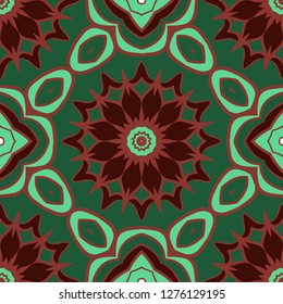 Seamless floral ornament. Military style color. Vector illustration.