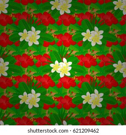 Seamless floral ornament. Modern hibiscus flower pattern with royal hibiscus. Colored orient pattern on a brown background.