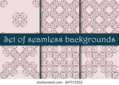 Seamless floral ornament on background. Set. Wallpaper pattern