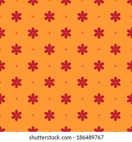 Seamless floral ornament on orange background