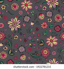 Seamless floral ornament pattern in ethnic style. Design for wallpaper, fabric, textile, packaging.	