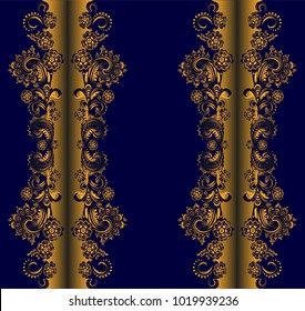 Seamless floral ornament. Patterned border with branching elements. Decorative vector edges