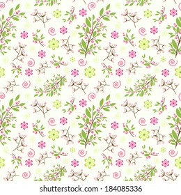 Seamless floral ornament with simple abstract flowers 