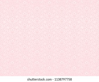 seamless floral ornament of tulip and leaves in blush pink color, vector, 