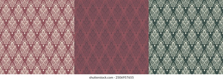 Seamless floral ornament wallpaper pattern. Aesthetic retro geometrical artwork