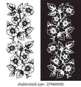 Seamless floral ornamental element for creating borders, frames etc. Vector illustration