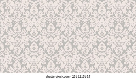 Seamless floral ornamental  pattern. Abstract organic shapes ornament. Retro flourish background. Baroque template for design.