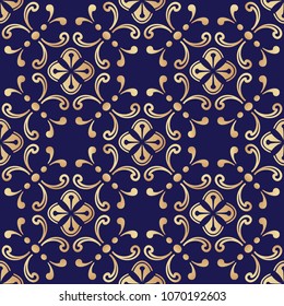 Seamless floral ornamental pattern. Vector background with stylized flowers and leaves.