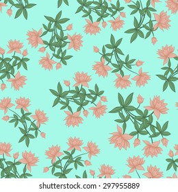 Seamless Floral Ornate Color  Pattern. Very Cute Background Design. Ideal for Textile Print and Decorative Wallpaper. Vector Illustration.