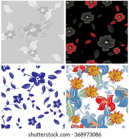 Seamless Floral Ornate Multicolor Pattern. Very Cute Background Design. Ideal for Textile Print and Decorative Wallpaper. Vector Illustration.