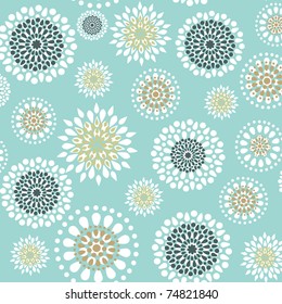 Seamless with floral ornate on the blue background.