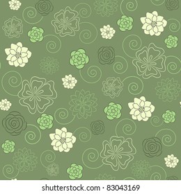 Seamless with floral ornate on the green background