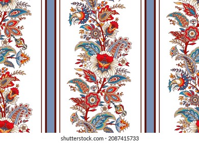 Seamless floral painted textile in the manner of Indian production 