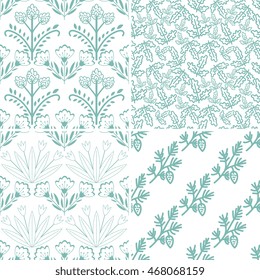 Seamless floral pastel patterns set