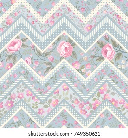 seamless floral patchwork pattern with roses