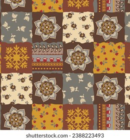 seamless floral patchwork pattern with wildflower