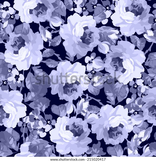 Seamless Floral Patter Roses On Dark Stock Vector (Royalty Free) 215020417