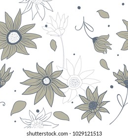 Seamless floral pattern in 2 colors