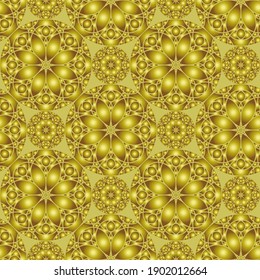 patrón floral sin fisuras. 3 D. Fondo verde dorado. cubierta, mosaico.