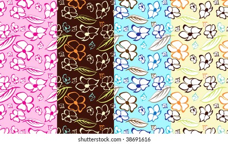 Seamless floral pattern in 4 color variations. For other similar images from the series, please, check my portfolio.