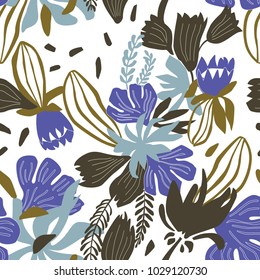 Seamless floral pattern in 5 colors. 