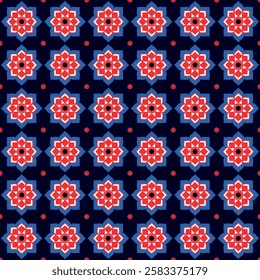 seamless floral pattern abstract background with geometric flowers block print graphic design for fabric pattern prints wallpaper backdrop wrapping paper vector