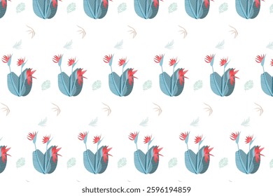 Seamless floral pattern with abstract bird of paradise flowers and leaves in soft tones. Perfect for fabric, wallpaper, home decor, and elegant botanical designs.