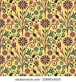 seamless floral pattern with abstract botanical elements for wallpaper fashion and textiles
